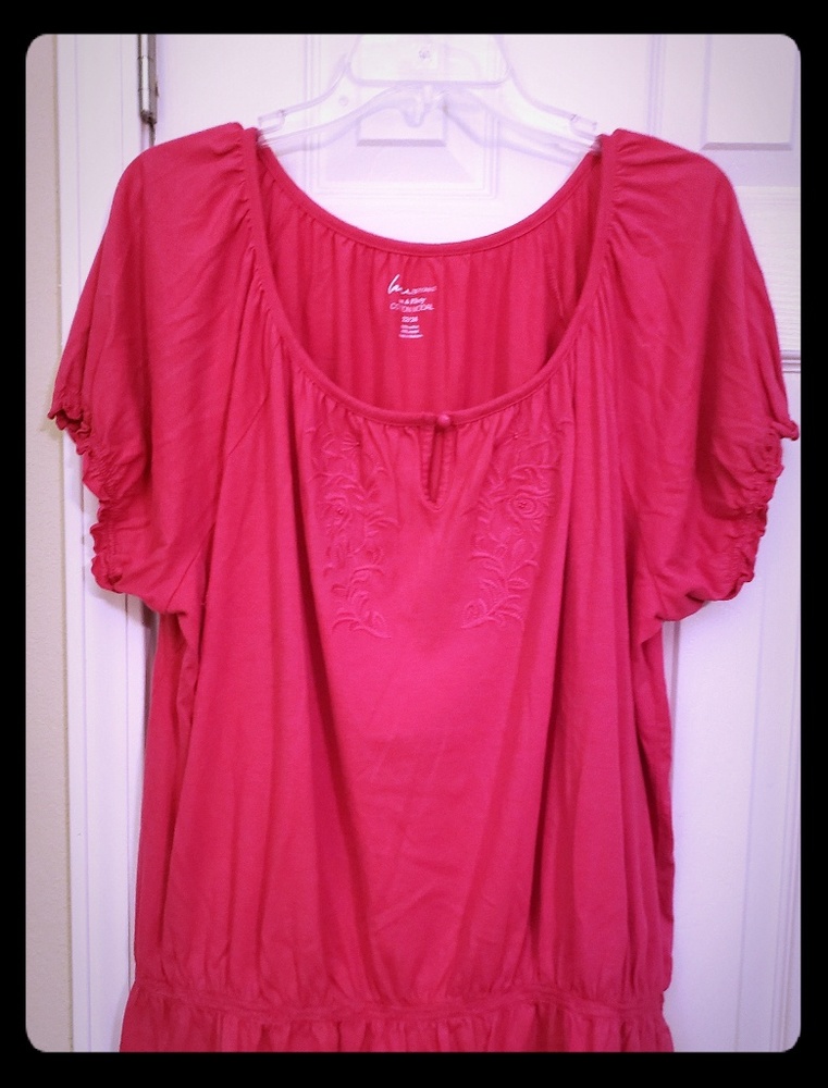 Hot pink Bohemian style short sleeved top